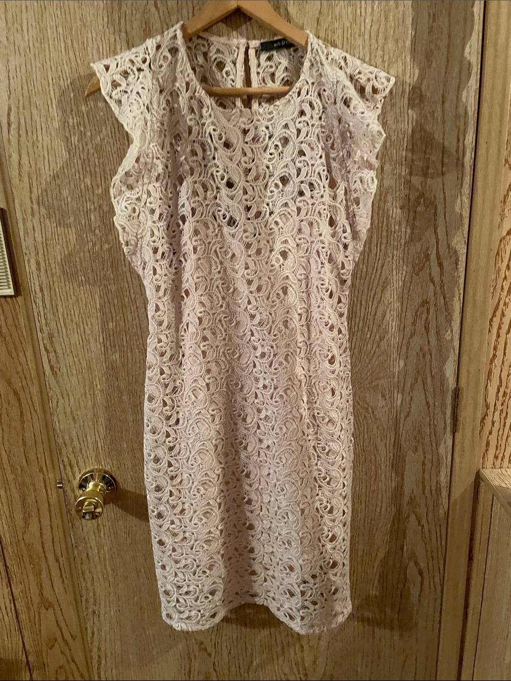 Ark & Co Lace Midi Dress in Light Cream